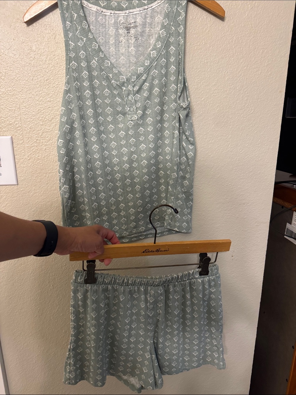 Lou & Grey Sage Green Printed Tank & Short Sleep Set